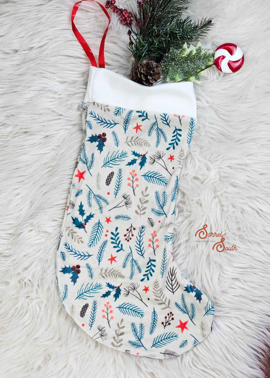 Teal Mistletoe Stocking - CLEARANCE