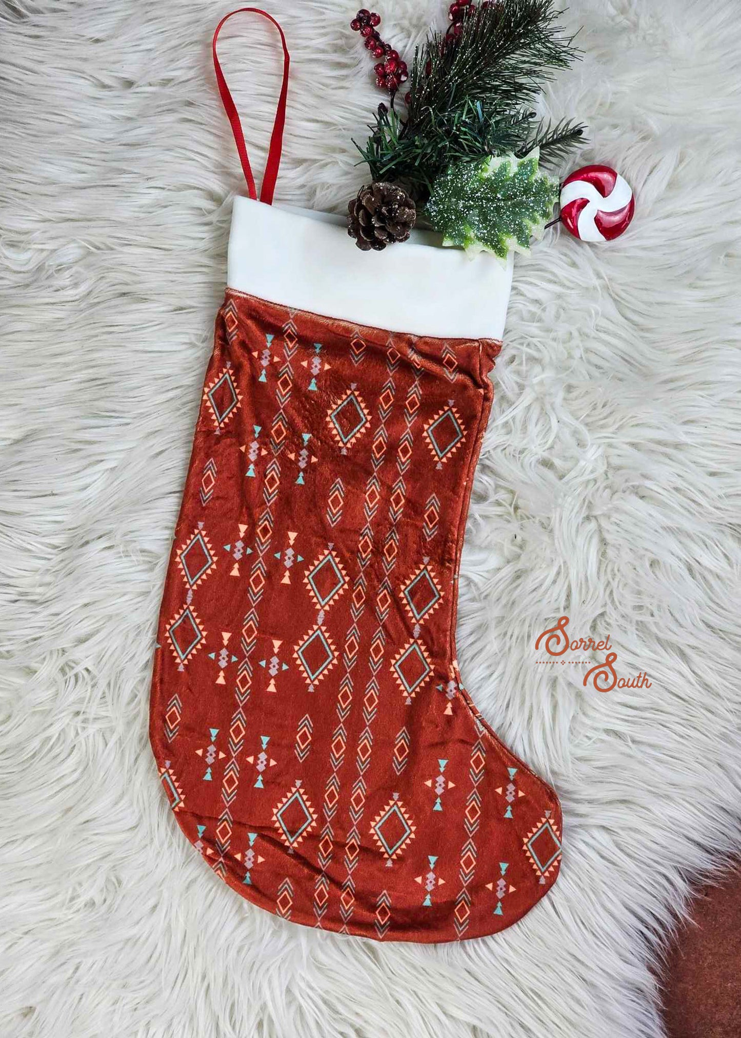 Rust Aztec Stocking - CLEARANCE