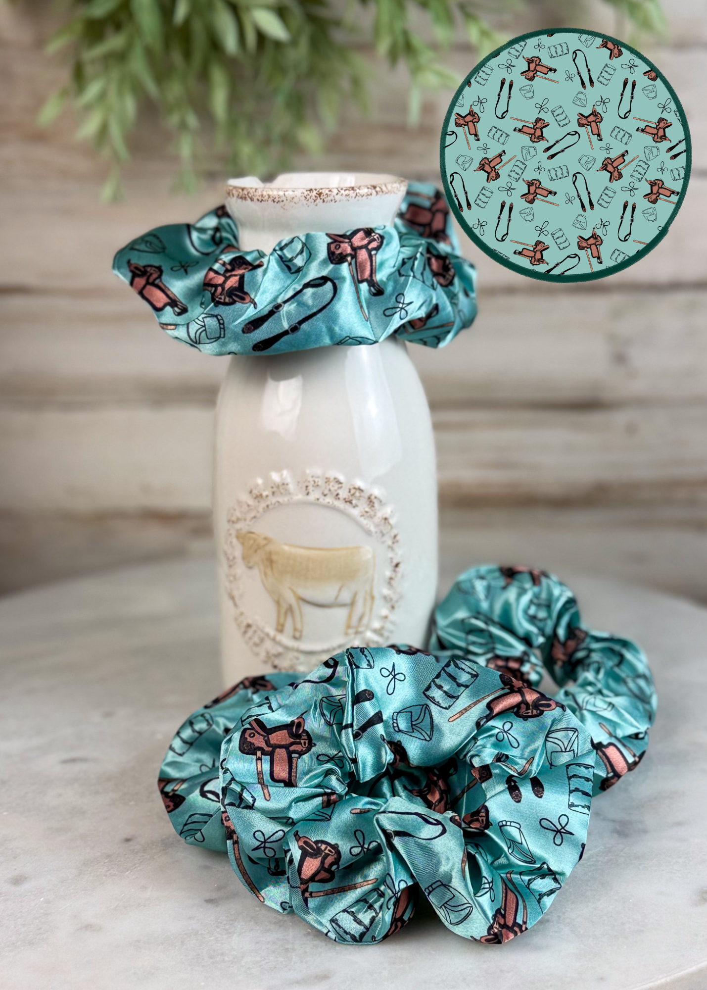 Turquoise Barrel Racer Silky Scrunchie Scrunchie Sorrel South